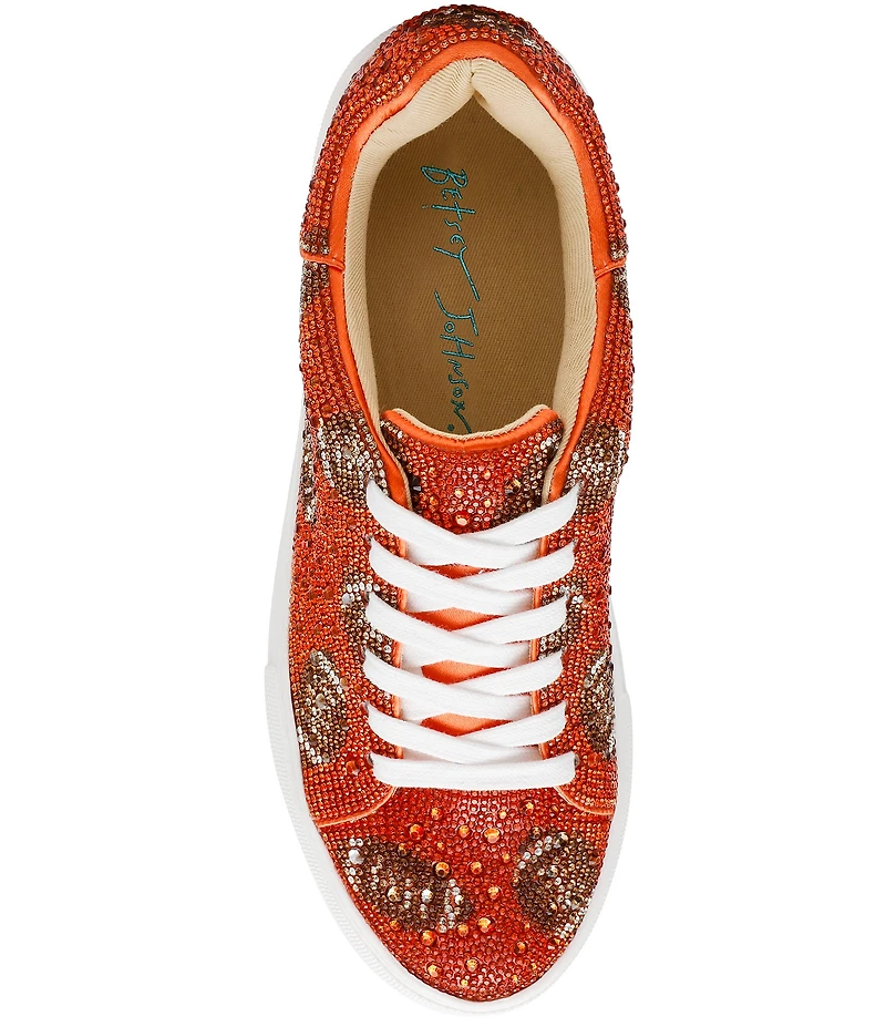 Blue by Betsey Johnson Sidny Football Print Rhinestone Platform Sneakers