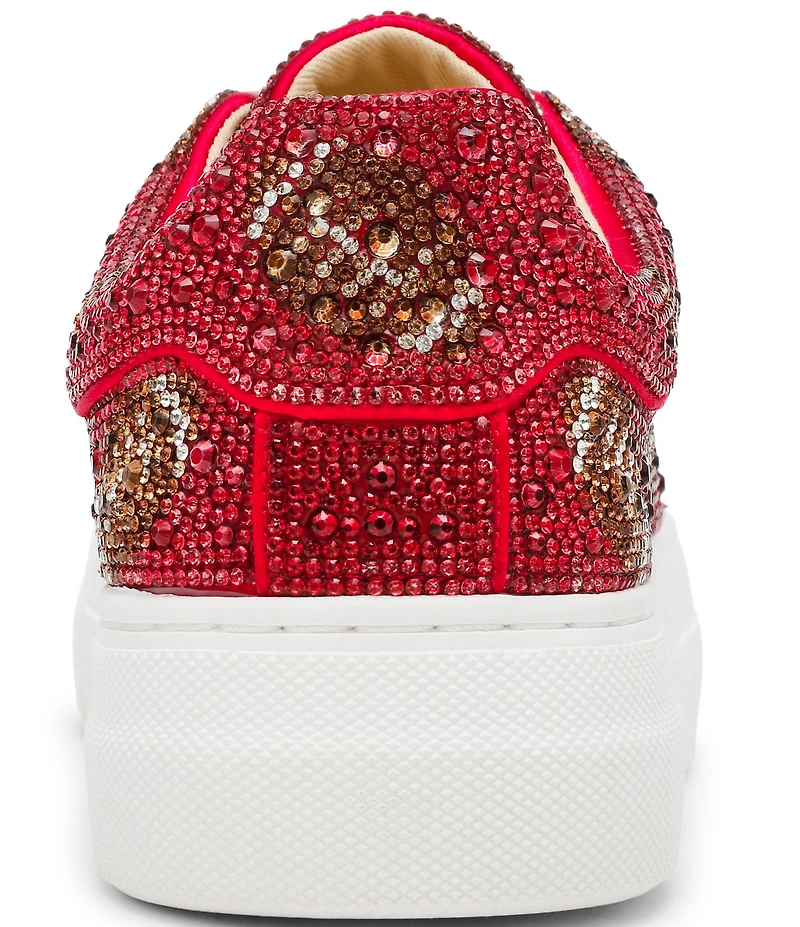 Blue by Betsey Johnson Sidny Football Print Rhinestone Platform Sneakers