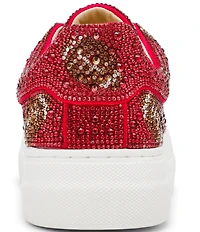 Blue by Betsey Johnson Sidny Football Print Rhinestone Platform Sneakers