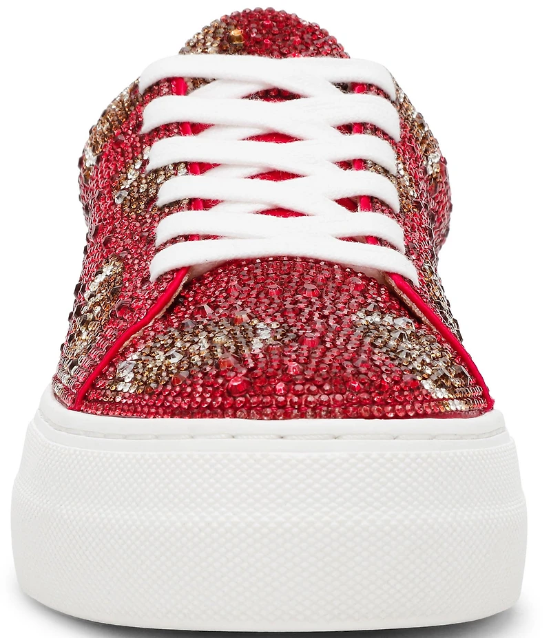 Blue by Betsey Johnson Sidny Football Print Rhinestone Platform Sneakers