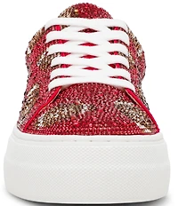 Blue by Betsey Johnson Sidny Football Print Rhinestone Platform Sneakers