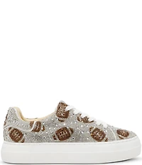 Blue by Betsey Johnson Sidny Football Print Rhinestone Platform Sneakers