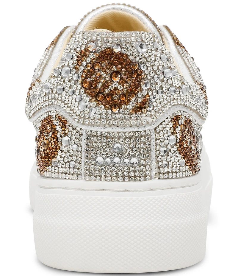 Blue by Betsey Johnson Sidny Football Print Rhinestone Platform Sneakers