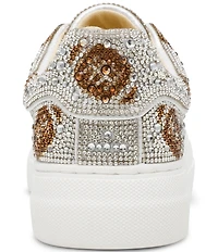 Blue by Betsey Johnson Sidny Football Print Rhinestone Platform Sneakers