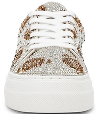 Blue by Betsey Johnson Sidny Football Print Rhinestone Platform Sneakers