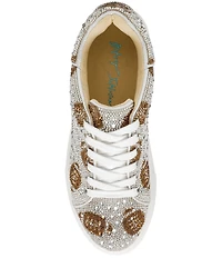 Blue by Betsey Johnson Sidny Football Print Rhinestone Platform Sneakers