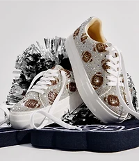 Blue by Betsey Johnson Sidny Football Print Rhinestone Platform Sneakers