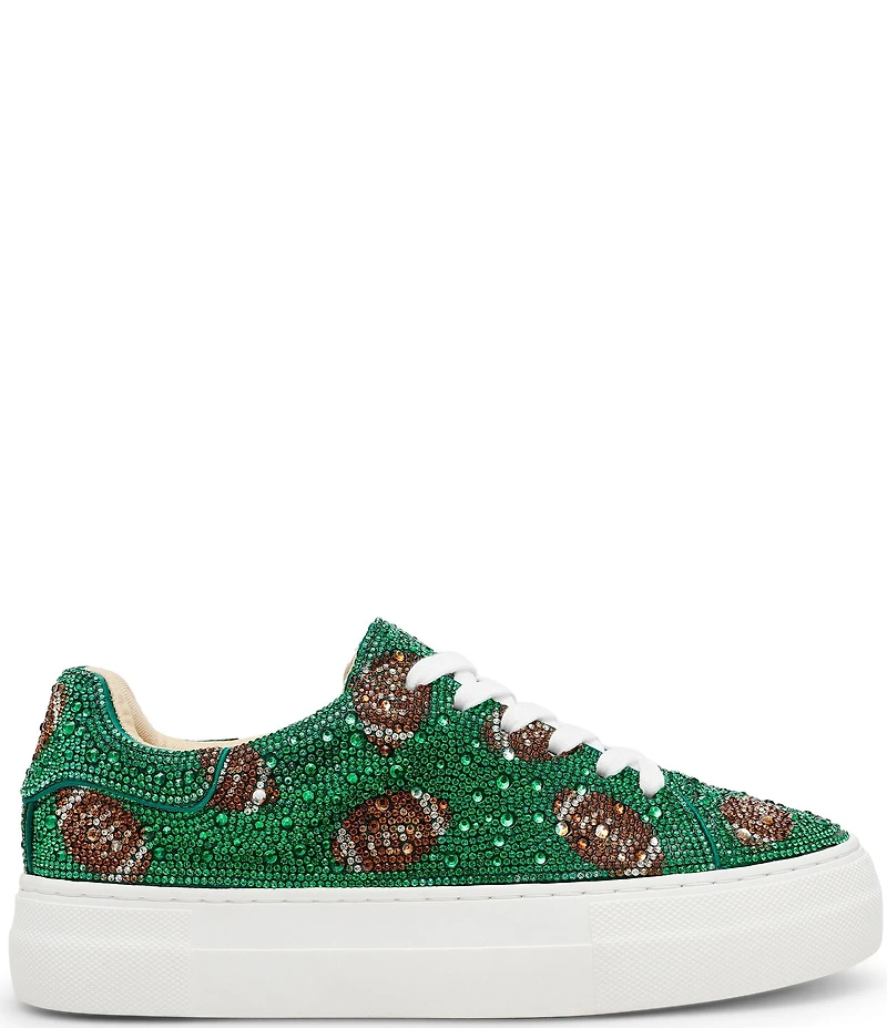 Blue by Betsey Johnson Sidny Football Print Rhinestone Platform Sneakers