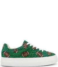 Blue by Betsey Johnson Sidny Football Print Rhinestone Platform Sneakers