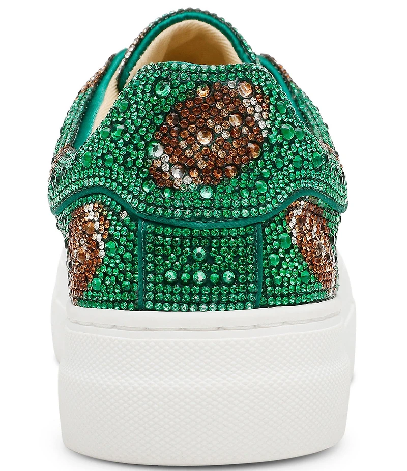 Blue by Betsey Johnson Sidny Football Print Rhinestone Platform Sneakers