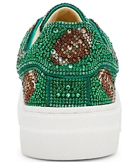 Blue by Betsey Johnson Sidny Football Print Rhinestone Platform Sneakers