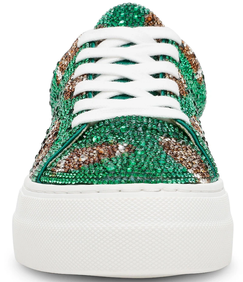 Blue by Betsey Johnson Sidny Football Print Rhinestone Platform Sneakers