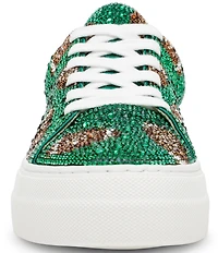 Blue by Betsey Johnson Sidny Football Print Rhinestone Platform Sneakers