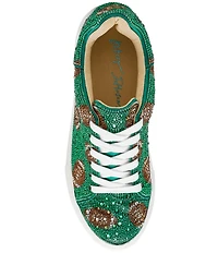 Blue by Betsey Johnson Sidny Football Print Rhinestone Platform Sneakers