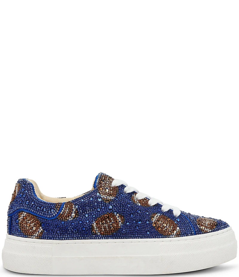 Blue by Betsey Johnson Sidny Football Print Rhinestone Platform Sneakers