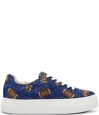 Blue by Betsey Johnson Sidny Football Print Rhinestone Platform Sneakers