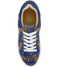 Blue by Betsey Johnson Sidny Football Print Rhinestone Platform Sneakers