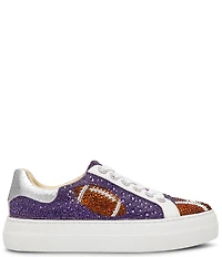 Blue by Betsey Johnson Sidny Football Print Rhinestone Platform Sneakers