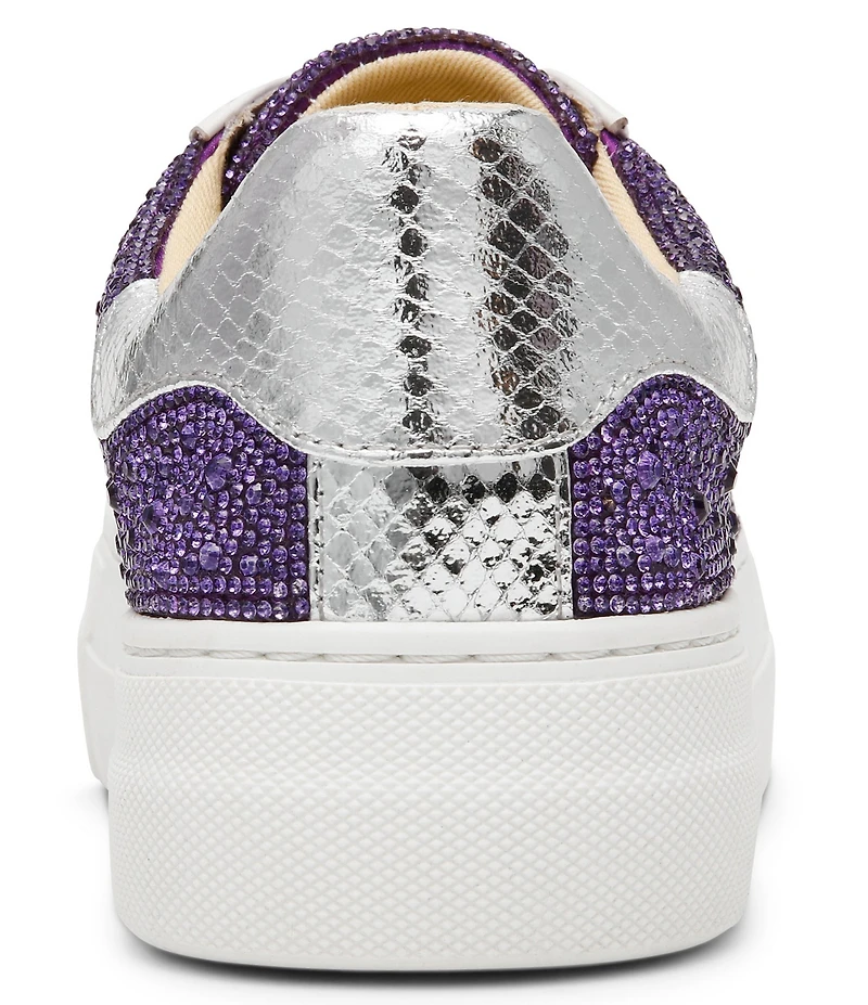Blue by Betsey Johnson Sidny Football Print Rhinestone Platform Sneakers