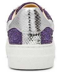 Blue by Betsey Johnson Sidny Football Print Rhinestone Platform Sneakers