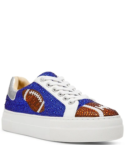 Blue by Betsey Johnson Sidny Football Print Rhinestone Platform Sneakers