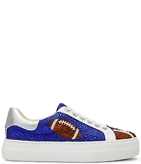 Blue by Betsey Johnson Sidny Football Print Rhinestone Platform Sneakers