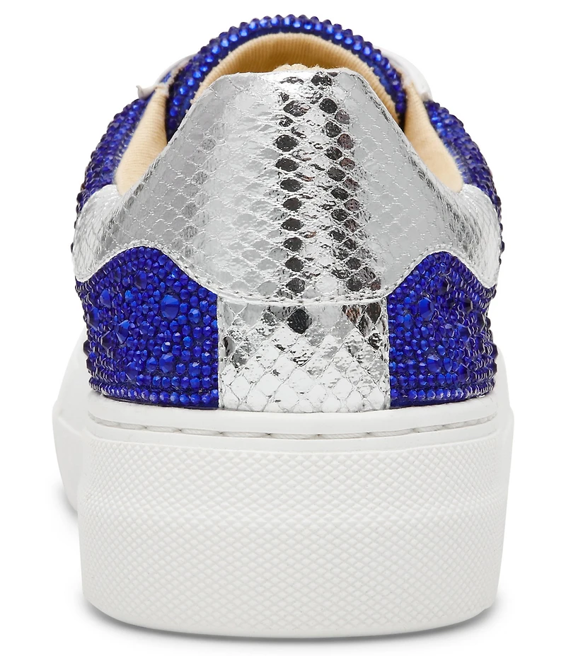 Blue by Betsey Johnson Sidny Football Print Rhinestone Platform Sneakers