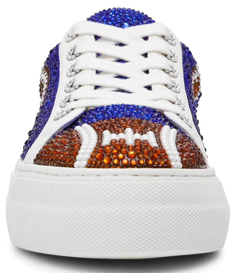 Blue by Betsey Johnson Sidny Football Print Rhinestone Platform Sneakers