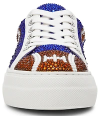 Blue by Betsey Johnson Sidny Football Print Rhinestone Platform Sneakers