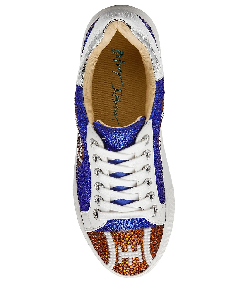 Blue by Betsey Johnson Sidny Football Print Rhinestone Platform Sneakers
