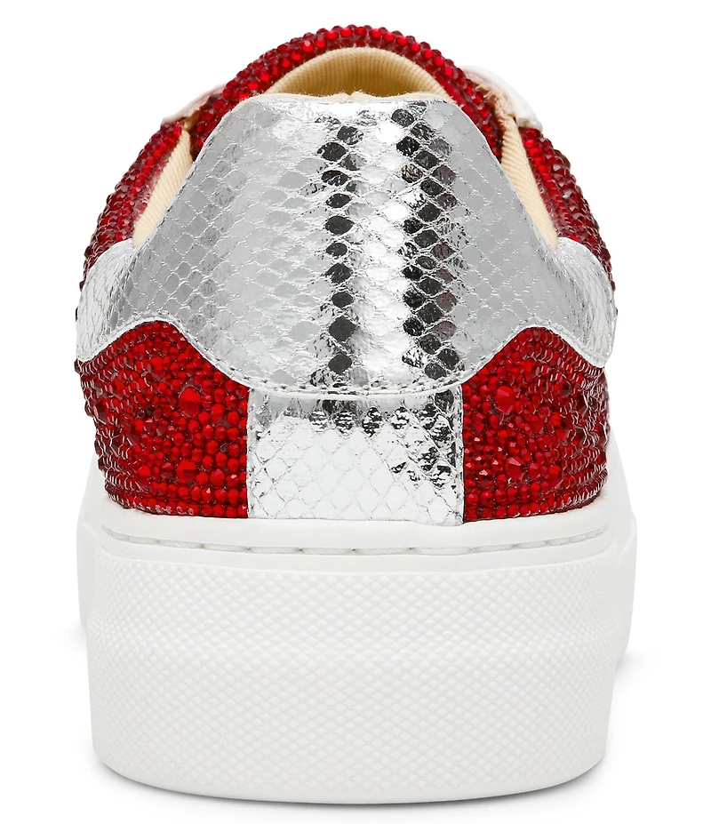 Blue by Betsey Johnson Sidny Football Print Rhinestone Platform Sneakers