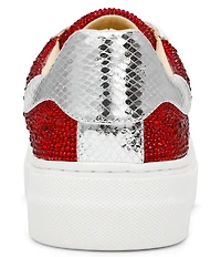 Blue by Betsey Johnson Sidny Football Print Rhinestone Platform Sneakers