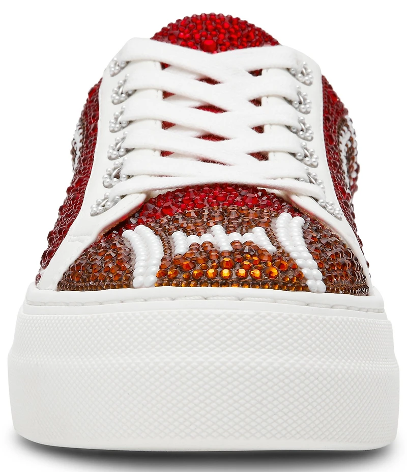 Blue by Betsey Johnson Sidny Football Print Rhinestone Platform Sneakers