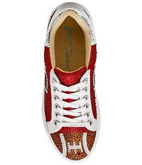 Blue by Betsey Johnson Sidny Football Print Rhinestone Platform Sneakers