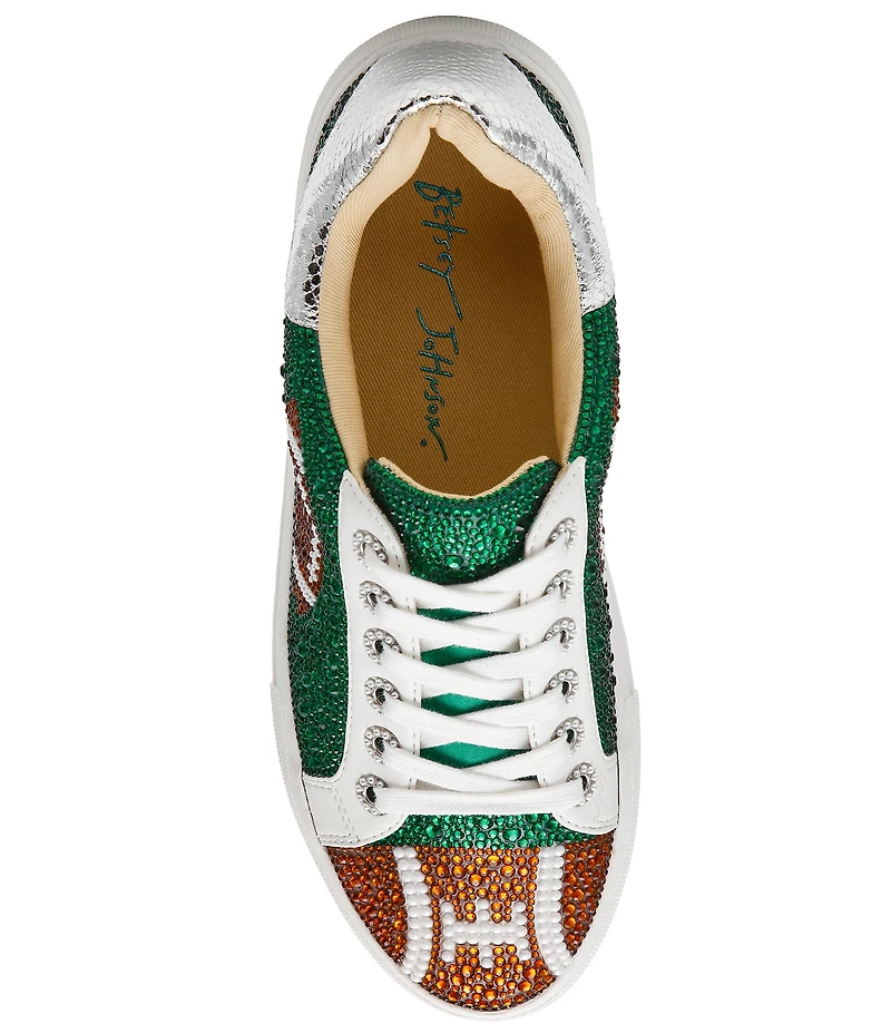Blue by Betsey Johnson Sidny Football Print Rhinestone Platform Sneakers