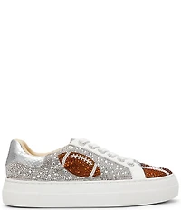 Blue by Betsey Johnson Sidny Football Print Rhinestone Platform Sneakers
