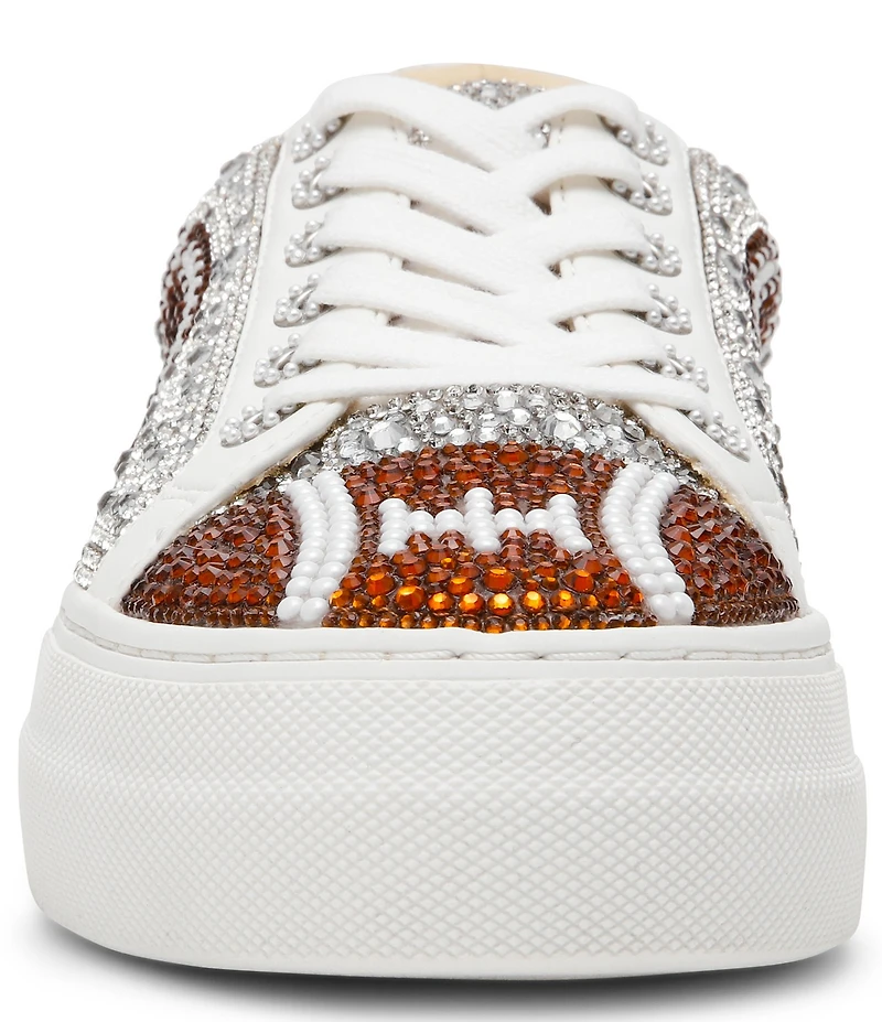 Blue by Betsey Johnson Sidny Football Print Rhinestone Platform Sneakers