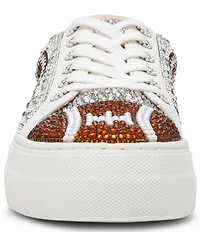 Blue by Betsey Johnson Sidny Football Print Rhinestone Platform Sneakers