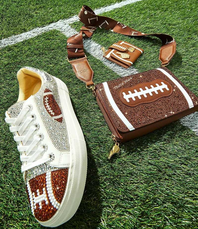 Blue by Betsey Johnson Sidny Football Print Rhinestone Platform Sneakers