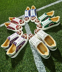 Blue by Betsey Johnson Sidny Football Print Rhinestone Platform Sneakers