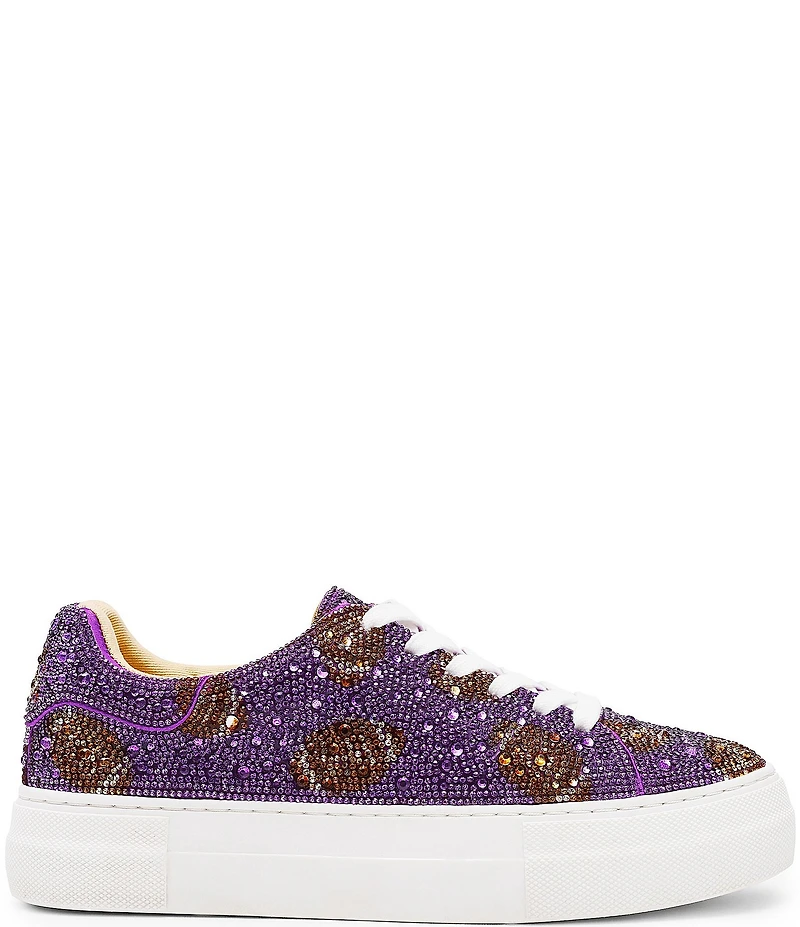 Blue by Betsey Johnson Sidny Football Print Rhinestone Platform Sneakers