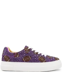 Blue by Betsey Johnson Sidny Football Print Rhinestone Platform Sneakers