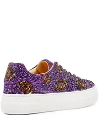 Blue by Betsey Johnson Sidny Football Print Rhinestone Platform Sneakers