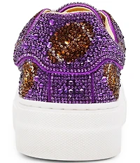 Blue by Betsey Johnson Sidny Football Print Rhinestone Platform Sneakers