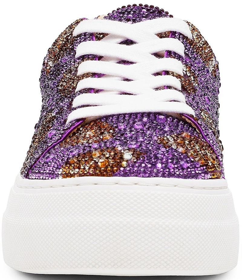 Blue by Betsey Johnson Sidny Football Print Rhinestone Platform Sneakers