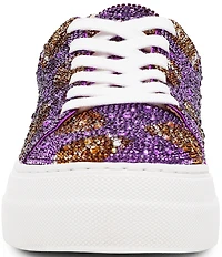 Blue by Betsey Johnson Sidny Football Print Rhinestone Platform Sneakers