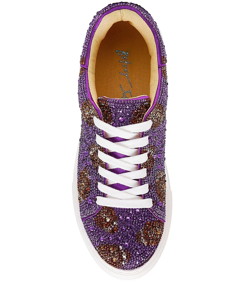 Blue by Betsey Johnson Sidny Football Print Rhinestone Platform Sneakers