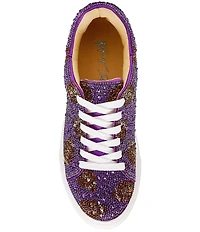 Blue by Betsey Johnson Sidny Football Print Rhinestone Platform Sneakers