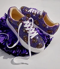 Blue by Betsey Johnson Sidny Football Print Rhinestone Platform Sneakers
