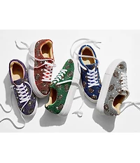 Blue by Betsey Johnson Sidny Football Print Rhinestone Platform Sneakers
